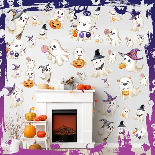 Halloween Ghost Wall Decals - Removable Stickers for Party & Home Decor - 74 Pieces - Variation: Ghost