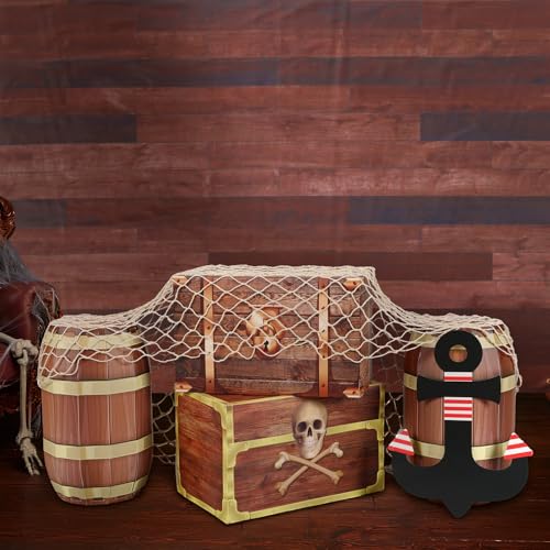Pirate Treasure Chest Set with Backdrop and Decorations for Party and Halloween
