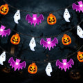 Halloween String Lights 20FT 30 LEDs Waterproof Pumpkin Ghost Bat 3D Decor