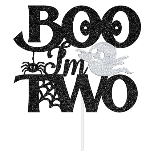 Halloween Baby's 2nd Birthday Cake Topper Boo I'm Two Spooky Ghost Bat Decor
