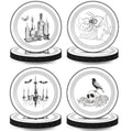 60pcs Halloween Gothic Paper Disposable Plates 9 Inch Spooky Party Tableware