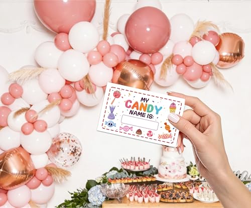 Candy Name Game Sign Set with Stickers - Birthday Party Decor, Variation: Candy
