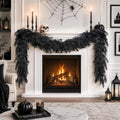 Halloween Garland 8.9FT Black Artificial Decor for Mantle Fireplace & Porch - Real Touch Cedar Cypress Pine - Variation 1