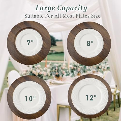 30 Count 13-Inch Faux Wood Charger Plates Set for Dinner Table Decor