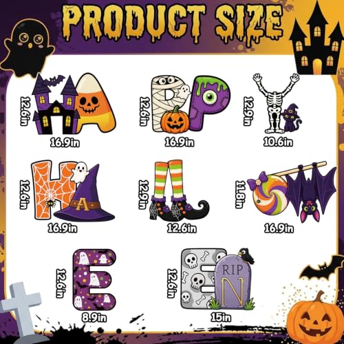 8 Pcs Halloween Yard Sign Set with Cartoon Designs - Outdoor Lawn Decorations