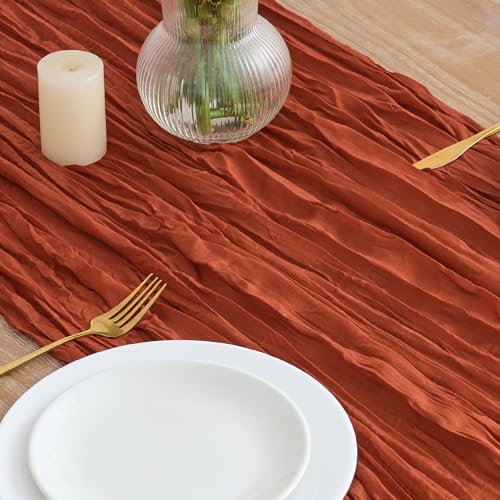 2 Pack Terracotta Cheesecloth Table Runners - Fall Boho Wedding Decor 10FT