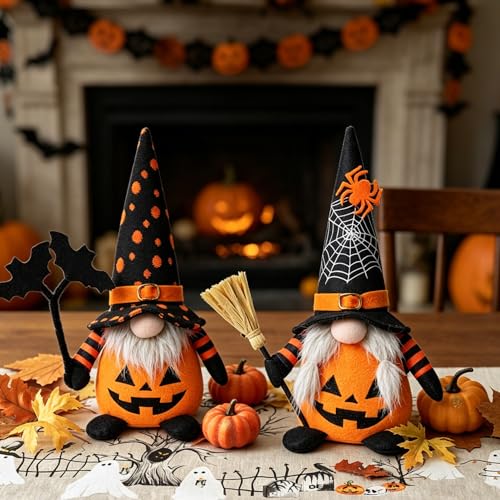 Halloween Plush Gnomes Decorations Set of 2 - Pumpkin Variation