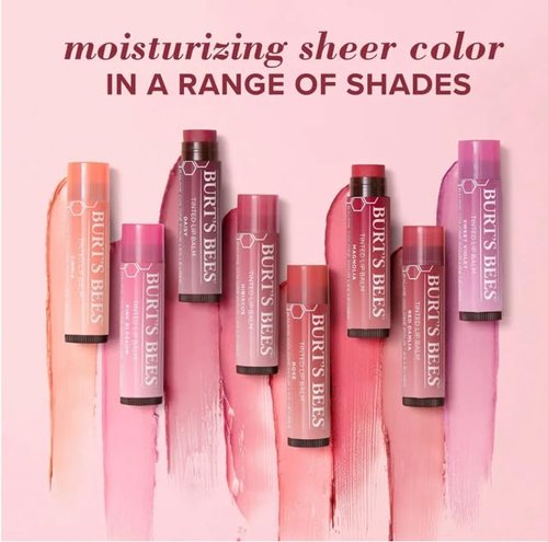 Burt's Bees Tinted Lip Balm - Hydrating Color Trio in Red Dahlia, Hibiscus & Zinnia