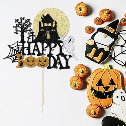 Halloween Cake Topper Ghost Moon Pumpkin Bat Spooky Party Decoration - Variation 419