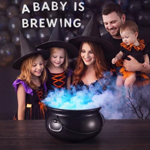 Halloween Cauldron Centerpiece for Gender Reveal - 12.6" Baby Is Brewing Decoration