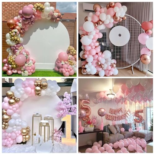 Pastel Pink Balloons Set - 113pcs Light Pink Latex Balloon Garland for Birthday & Baby Shower, 5/10/12/18 Inch Variations