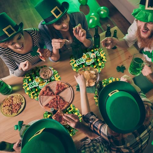 Disposable Paper Shamrock Placemats for St. Patrick's Day - 50 Pack, Green, Variation A