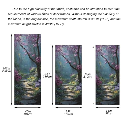 Burbuja Forest Path Door Cover - Stretch Fabric Holiday Porch Decor 35x79 in Variation of THIS listing