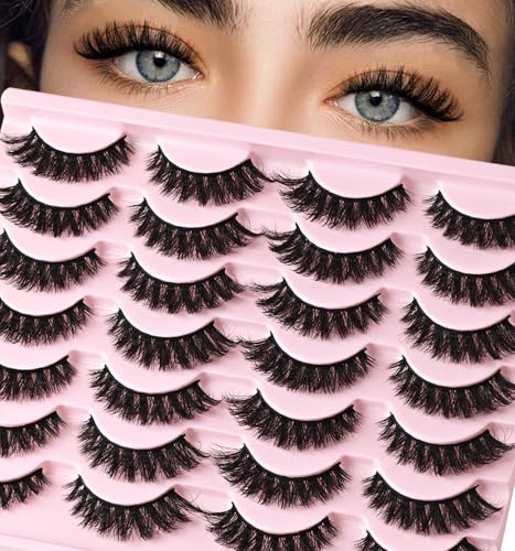 False Eyelashes Natural Cat Eye Wispy Fluffy Strip Lashes - Volume Cluster