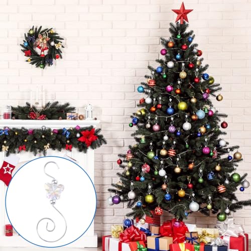 Christmas Ornament Hooks Set 30 Pcs Silver Butterfly Bead S-Shaped Decorations