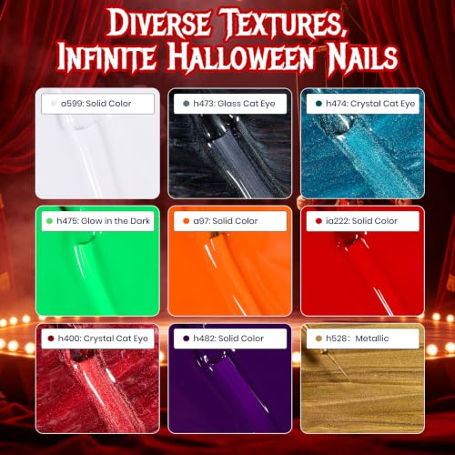 Halloween Gel Nail Polish Set - 8 Colors for Fall & Spooky Nail Art - Ghostly Circus Variation