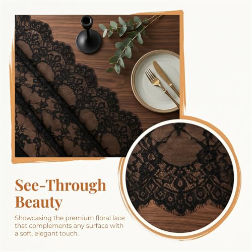 Black Lace Tablecloth 60x120 Inch Rectangle for Wedding Reception - Variation: Black / 1