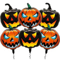 Halloween Pumpkin Foil Balloons Set - 6 Pack Indoor Outdoor Decorations