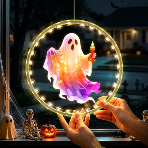 9.42 Inch Rechargeable Halloween Window Lights with Timer - 3 Pack Indoor Decor