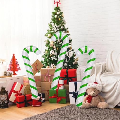 Inflatable Christmas Candy Cane Decorations - Green, 34.6 Inches, 2 Pack