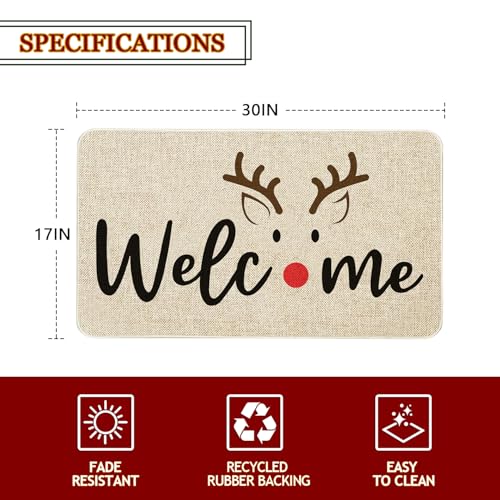 Merry Christmas Welcome Door Mat - Winter Xmas Decor 30x17 Inch - Variation of Christmas Doormats-01