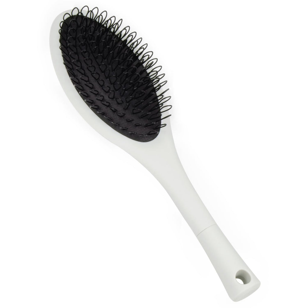 The Hair Shop Beige Loop Brush - Professional Ergonomic Detangler for Human & Synthetic Hair Extensions | Light Grey