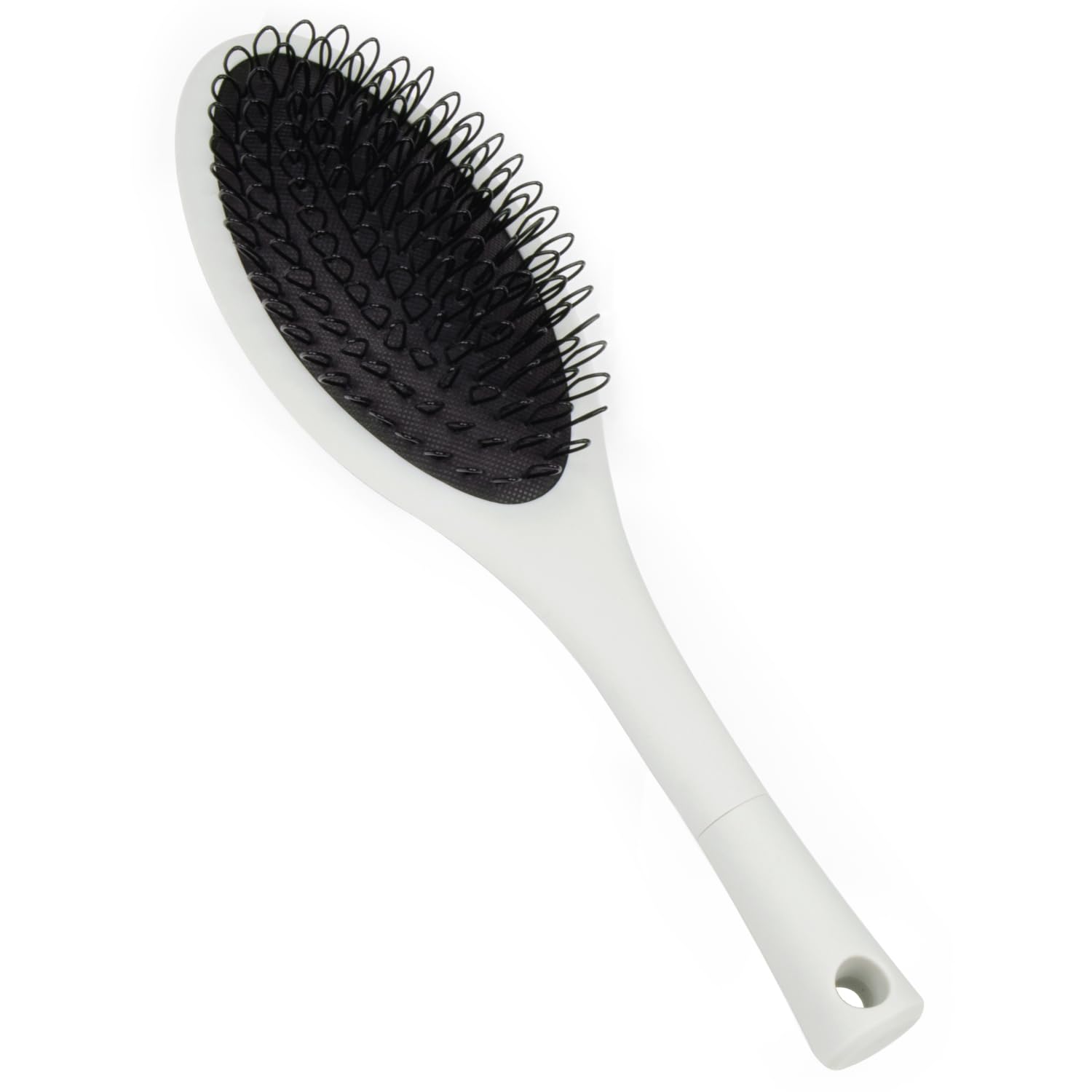 The Hair Shop Beige Loop Brush - Professional Ergonomic Detangler for Human & Synthetic Hair Extensions | Light Grey
