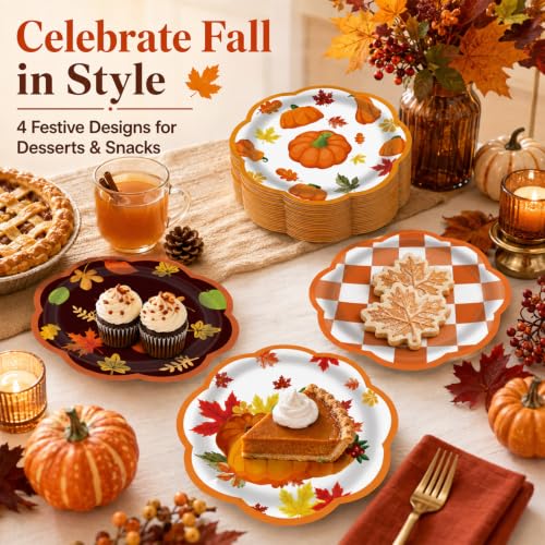 Fall Paper Plates 48pcs Autumn Party Dessert Plates - Variation of This Listing