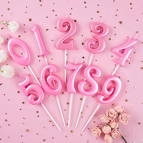 Pink Number Birthday Candles - 2.76 Inch Elegant Cake Number 4 - Party Celebration