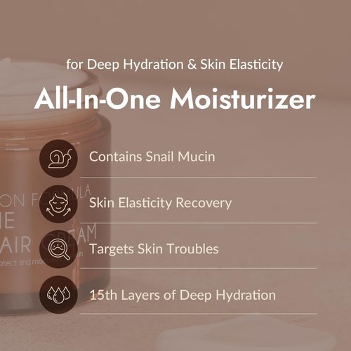 MIZON All In One Snail Repair Cream - Snail Mucin & Hyaluronic Acid for Wrinkle Recovery | 2.53 fl oz