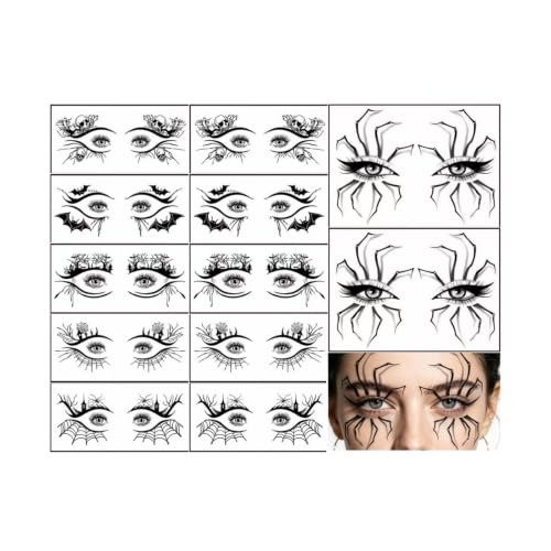 Halloween Eye Shadow Temporary Tattoos Black2 Spider Web Face Stickers for Women Men