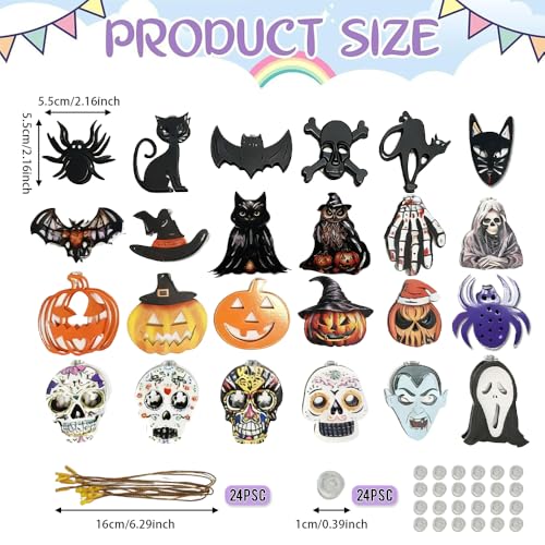 24PCS Halloween Tree Decorations Ornaments - Spiders, Bats, Skulls, Ghosts & More