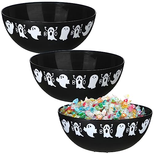 Ghost Halloween Candy Bowl Set - Plastic Large Trick or Treat Bowls, 3 Pieces