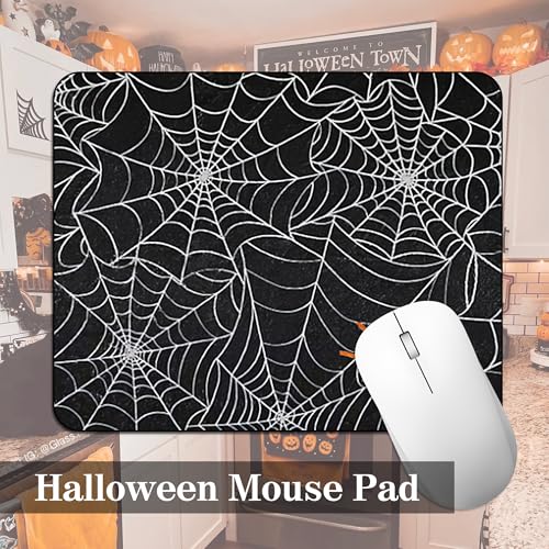 Halloween Kitchen Rugs Set - Non-Slip Washable Holiday Mat with Mouse Pad, Spider Web Design