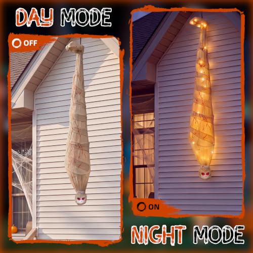 70in Halloween Shaking Mummy Decoration - Animated Hanging Corpse with Lights & Sound