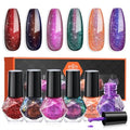 Fall Nail Polish Set - 6 Color Glitter & Shimmer Collection - Night Variation