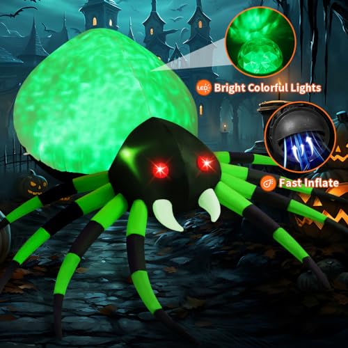 Inflatable Halloween Spider with LED Lights Outdoor Decoration 5ft & 8ft