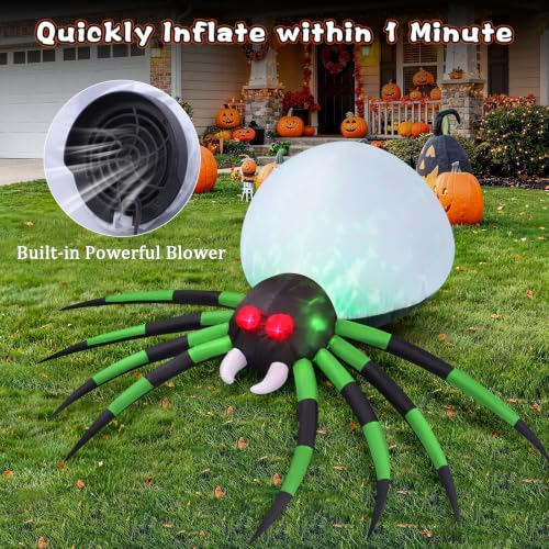 6 FT Inflatable Green Spider Halloween Yard Decoration with LED Lights