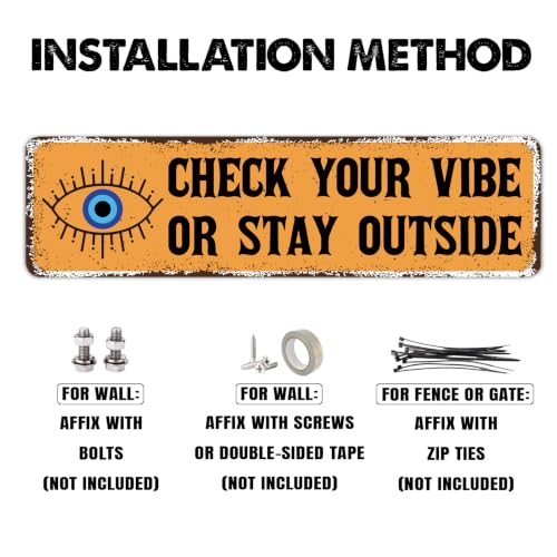 Evil Eye Welcome Metal Tin Sign - Boho Gothic Spiritual Wall Decor - Check