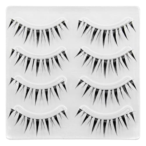 Japanese Style False Eyelashes - Clear Band Manga Lashes 4 Pairs - A01 Variation