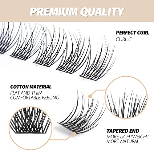 EASITENSION Cross Lash Clusters - 120 Natural 3D False Eyelashes for DIY Extensions