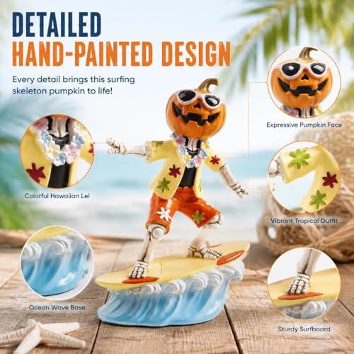 Halloween Decor Indoor Mantel Table Figurine - Orange Summerween Skeleton