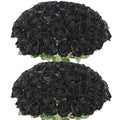 Black Artificial Roses Bulk 60 Long-Stem Silk Flowers for Decoration