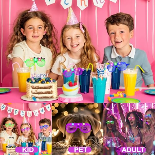 80 Pack LED Glasses - Glow in the Dark Neon Party Supplies - Variation: 80PC Glow Glasses