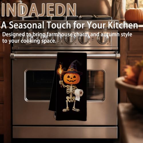 Halloween Pumpkin Skeleton Bathroom Hand Towel 16x24 in - Variation Pumpkin Ghost