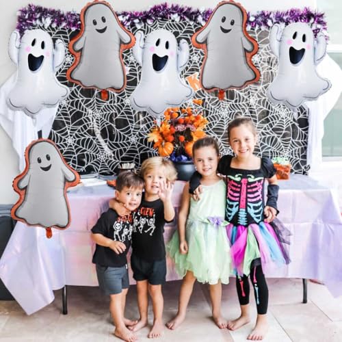 Halloween Ghost Balloons Kit - White Ghost Shape Foil Balloons for Party Decor - 6PCS