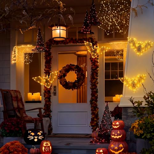 Halloween Hanging Bat LED Light Decorations - Indoor & Outdoor Spooky Decor