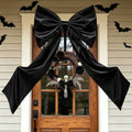 Black Satin Ribbon Tie Hanging Decor - 24x42 Inch Large Black Bow - Elegant Party Backdrop
