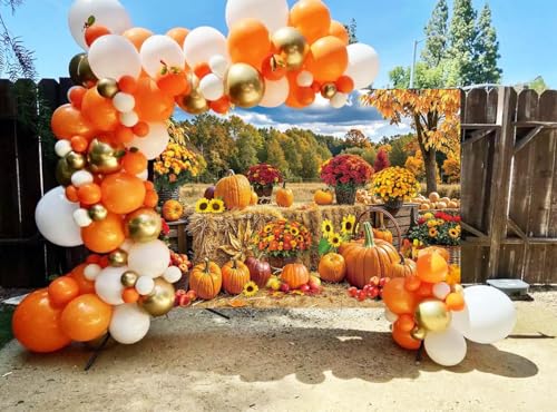 8x6FT Fall Pumpkin Backdrop Autumn Haystack Maple Leaves Photography Background