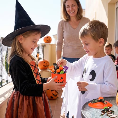 Orange Halloween Ceramic Pumpkin Candy Jar - Mini Cookie & Treat Canister